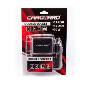 Priză dublă pentru încărcător auto, cu cablu + USB 1A - CARGUARD - Img 2