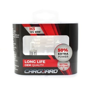 Set de 2 becuri Halogen H3, 55W +50% Intensitate - LONG LIFE - CARGUARD - Img 3