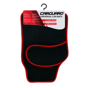 Set covorașe auto textile universale Carguard 64 x 44 cm | 44 x 29 cm - negru - roșu - Img 2