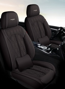 Huse auto premium 5 locuri Carguard Deluxe piele ecologică perforată - negru - Img 3