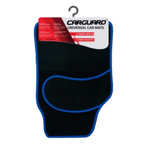 Set covorașe auto textile universale Carguard 64 x 44 cm | 44 x 29 cm - negru - albastru - Img 2
