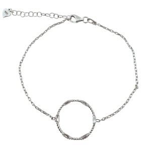Bratara pentru Dame, Jolie Silver, din Argint 925, Model Cerc Rasucit, cu Pietre Zirconia, Ajustabila, 1.92 gr, Argintiu