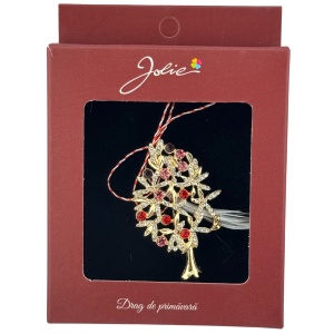Brosa Vintage, Jolie, Material Metal, Ambalaj Carton, Dimensiune Brosa Aproximativ 4-6 cm, Model Copac cu Flori, Multicolora