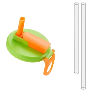 Capac Anti Varsare pentru Doze, Flippy, Model cu Pai Transparent, Reutilizabil, din Plastic, cu Maner Transportabil, 5.4 cm, Verde