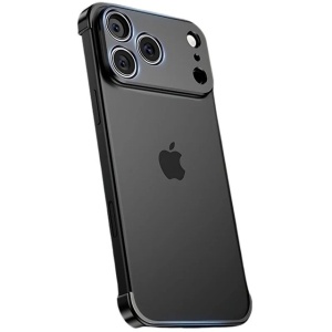 Carcasa de Telefon, Flippy, Compatibila Apple iPhone 17 Pro, Fara Rama, doar Colturi si Camera, din Metal, Grosime 0.1 mm, Negru