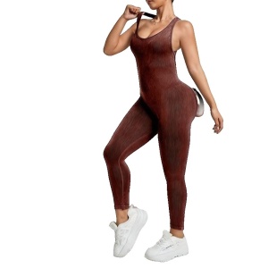 Costum Sport de Dama, Flippy, One Piece, pentru Yoga, Elastic, Fara Cusaturi, Maro Inchis, Marime S