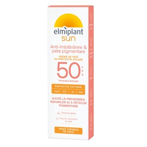 Crema de Fata Pentru Protectie Solara Anti-Pete SPF 50, Elmiplant Sun, 50 ml
