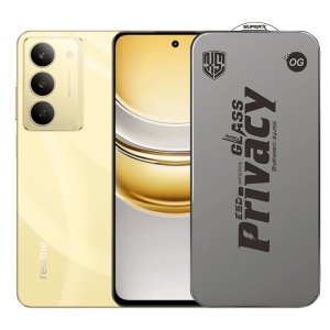 Folie de Protectie pentru Realme 14x, Flippy, Sticla Securizata ESD Antistatica, Super-X Privacy OG, Margini Negre, 0.30 mm, Transparent Inchis