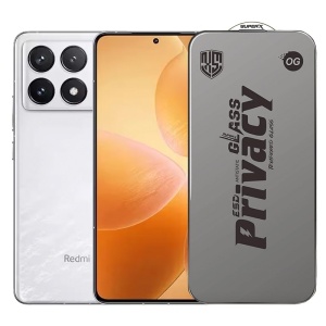 Folie de Protectie pentru Xiaomi Redmi K70 Pro, Flippy, Sticla Securizata ESD Antistatica, Super-X Privacy OG, Margini Negre, 0.30 mm, Transparent Inchis