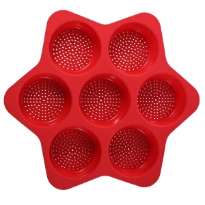 Forme de Silicon pentru Copt, Flippy, 7 Forme Rotiunde, pentru Burgeri si Prajituri, 38.5 x 4 cm, Rosu