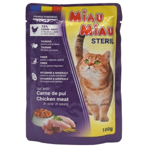 Hrana Umeda pentru Pisici in Sos, Miau Miau, Pui, 100 g