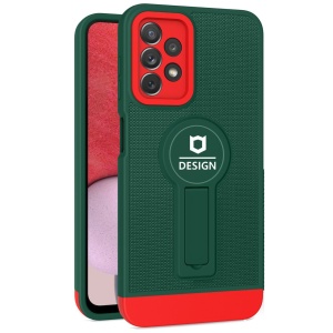 Husa Armor Design cu Stand pentru iPhone 13, Verde/Rosu, Suport Auto Magnetic, Wireless Charge, Protectie Antisoc, Flippy