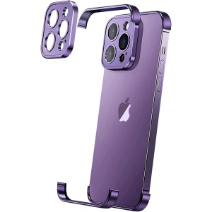 Husa Metalica Edgeless Compatibila cu iPhone 16 Pro, Flippy, Protectie pentru Colturi si Camera, Aliaj Aluminiu, Antisoc, Antizgariere, Mov