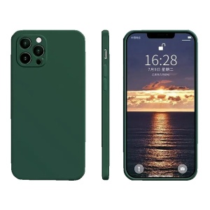 Husa pentru Apple iPhone 14 Flippy, Liquid Silicone, cu Microfibra pe interior, Protectie Antisoc, Dark Green, Verde inchis