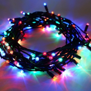 Instalatie Craciun, 10 m, 100 Led-uri ,Liniara, Multicolor, 8 jocuri de lumini, Transformator cu telecomanda, Interconectabila, Prelungitor 5 m inclus, Fir Verde, Flippy