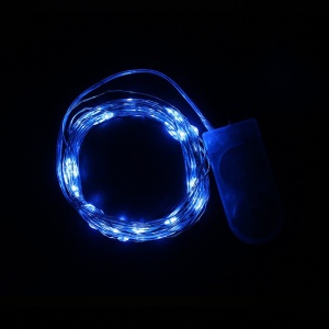 Instalatie Craciun, 3 metri, 30 LED-uri, Albastru, cu baterii, fir cupru, liniar, interior/exterior, Flippy