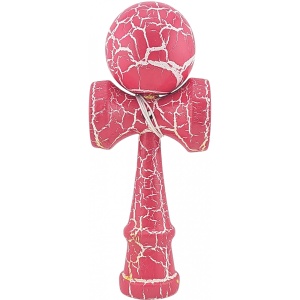 Kendama X Originala, Profesionala, Flippy, Cracked, din Lemn, 18 cm, Roz Aprins/Alb