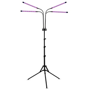 Lampa UV pentru cresterea plantelor, Flippy, 4 capete, putere 30W, 108 LED-uri Lampa cu lumina Ultra-Violet, Lampa cu Picior Ajustabil pana la 2 m, Lumina UV Mov