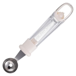 Lingura pentru Bile de Fructe, Flippy, Scobitor Fructe, Ustensila Multifunctionala pentru Fructe, Accesoriu de Bucatarie, Lingura Antialunecare pentru Salata de Fructe, 17.6 x 2.9 cm, Bej