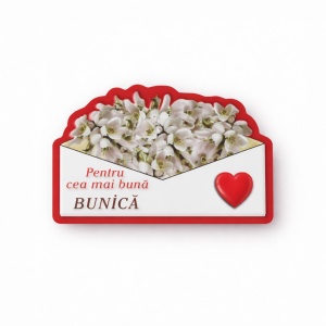 Magneti Decorativi Martisor, Set 24 Piese, Jolie, Tema Mesaj Pentru Cea Mai Buna Bunica, Carton Laminat cu Magnet Flexibil, 8x6 cm, Multicolor