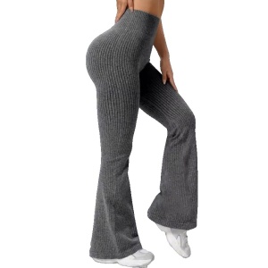 Pantaloni Sport de Dama, Flippy, pentru Yoga, Talie Inalta, Evazati, Tricotati, Gri Inchis, Marime M