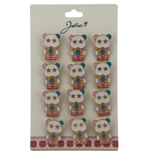 Set 12 Brose Martisor pentru Copii, Jolie, Model Urs Panda cu Floare Multicolora