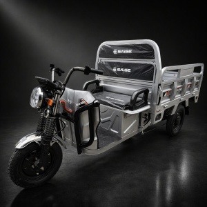 Triciclu Electic de Marfa Chuanqi, Saige, Fara Permis, Motor 1600W, Baterie 72V32Ah, Autonomie 60km, 250x88x115 cm, Viteza Maxima 25km/h, Gri