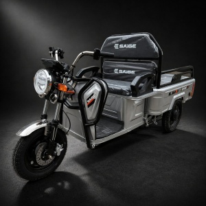 Triciclu Electric de Marfa XPB, Saige, Viteza Maxima 25 km/h, Motor 1600W, Baterie 60V/20Ah, Fara Permis, Mototricicleta Electrica de Transport, Gri