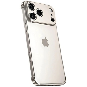 Carcasa de Telefon, Flippy, Compatibila Apple iPhone 17 Pro Max, Fara Rama, doar Colturi si Camera, din Metal, Grosime 0.1 mm, Gri Titanium