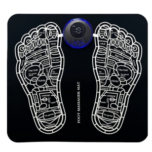 Covoras de Masaj pentru Picioare, EMS, 4 Niveluri de Intensitate, Incarcare USB, Ecran LED, Telecomanda Inclusa, Negru
