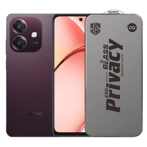 Folie de Protectie pentru Oppo A3, Flippy, Sticla Securizata ESD Antistatica, Super-X Privacy OG, Margini Negre, 0.30 mm, Transparent Inchis