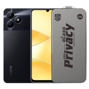 Folie de Protectie pentru Realme C51, Flippy, Sticla Securizata ESD Antistatica, Super-X Privacy OG, Margini Negre, 0.30 mm, Transparent Inchis