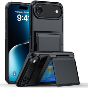 Husa de Protectie compatibila Apple iPhone 17 Air, Flippy, Compartiment pentru Carduri, Anti-alunecare, Protectie PC, Rezistenta la Zgirieturi, Negru