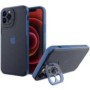 Husa de Protectie, Flippy, Bracket Series, pentru Apple iPhone 14 Plus, cu Suport si Protectie Camera, Albastru