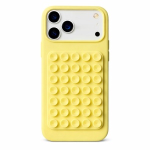 Husa din Silicon pentru iPhone 17, Flippy, Carcasa de Protectie cu Ventuze, din Cauciuc Moale Rezistenta la Socuri, Galben