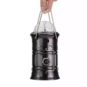 Lanternă pliabilă de camping Magic cool cu lampă disc și USB Flippy, Lanterna, Felinar, 6 LED + 1 W + 3C culori, Negru