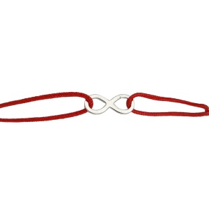 Martisor Bratara Argint 925, Jolie, Model Infinit, Martisor de 1 Martie, cu Snur Rosu, Argintiu