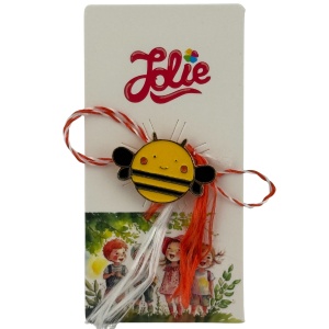 Martisor pentru copii, Jolie, Material Metal, Ambalaj Carton cu Design, Dimensiune Brosa Aproximativ 2x2 cm, Multicolor, Model Albinuta
