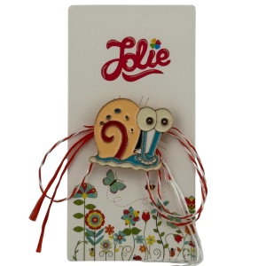 Martisor pentru copii, Jolie, Material Metal, Ambalaj Carton cu Design, Dimensiune Brosa Aproximativ 2x2 cm, Multicolor, Model Melc