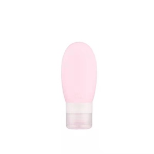 Recipient Portabil din Silicon Elegant de Voiaj, Sticla de Calatorie, Flippy, Potrivita pentru Lotiune, Sampon si Alte Lichide, Anti-scurgere, cu Posibilitate de Reumplere, Capacitate 90mL, 14cm, Roz