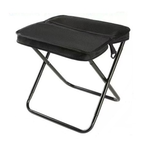 Scaun Taburet Pliabil pentru Camping, Flippy, pentru Adulti, Scaun Portabil, Pescuit, din Panza Oxford si Cadru Metalic, Mare 31 x 29 x 25 cm, Negru