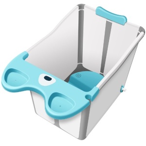 Cada Pliabila pentru Baie, Flippy, din PP+TPE, pentru Copii +6 Luni, Model Ursulet, Scaun de Interior, Detasabil, 82 x 50 x 54 cm, Albastru