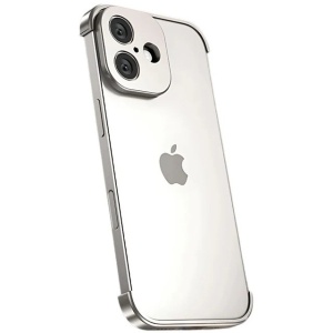 Carcasa de Telefon, Flippy, Compatibila Apple iPhone 17, Fara Rama, doar Colturi si Camera, din Metal, Grosime 0.1 mm, Gri Titanium