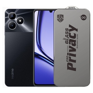 Folie de Protectie pentru Realme Note 50, Flippy, Sticla Securizata ESD Antistatica, Super-X Privacy OG, Margini Negre, 0.30 mm, Transparent Inchis