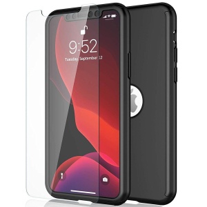 Husa de Protectie, Flippy, pentru Apple iPhone SE 2020, Acoperire Totala 360°, din PC, cu Folie Protectie, Negru