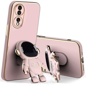 Husa Telefon 2in1, Flippy, Compatibila Huawei P60 Pro, Carcasa TPU cu Suport Inclus Tip Astronaut, Protectie Camere, Roz