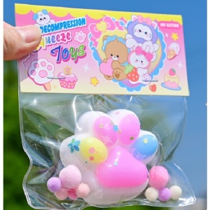 Jucarie Antistres Squishy, Flippy, cu Revenire Lenta, Labuta de Pisica Pufoasa, 7.5 cm, Ambalaj Transparent, Model 27056, Multicolor