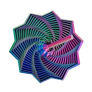 Jucarie Decompresie, Flippy, Model Stea 3D, DuoChrome, Maner Spirala, Turn Magic Geometric, Multiple Forme, Anti-stress, 8.6 cm, Albastru/Verde/Rosu