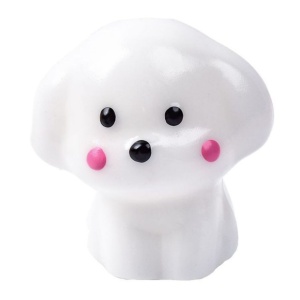 Jucarie Interactiva Antistres pentru Copii, Flippy, Squishy Catelus Kawaii, Silicon Moale, 4.5 x 4.5 cm, Alb/Roz