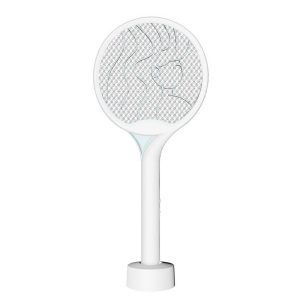 Paleta Electrica pentru Tantari, Muste si Tantari 2in1, Flippy, Reincarcabila, Incarcare USB, 2600V, Plastic, Casa si Gradina, Anti-insecte, Stand, 23x51 cm, Alb